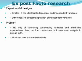 Research Method - Ex Post Facto Research | PPT