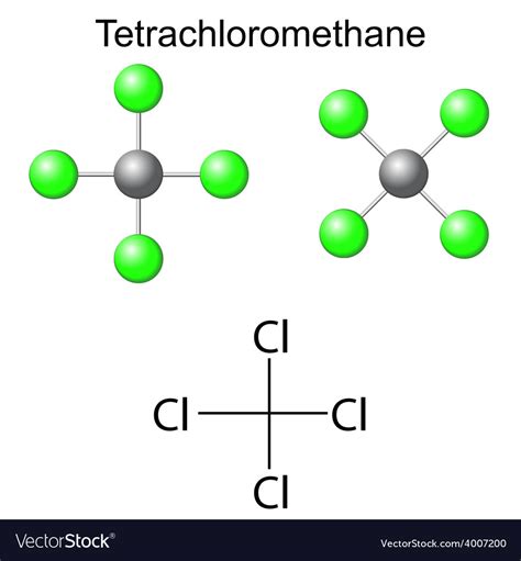 Chemical formula of carbon tetrachloride Vector Image