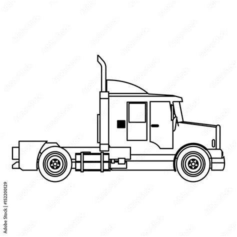 semi truck cab vehicle commerce outline vector illustration Stock ...