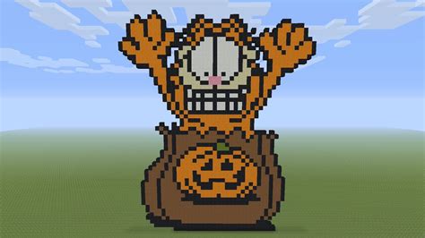 Minecraft Pixel Art - Garfield In A Trick Or Treat Bag - YouTube