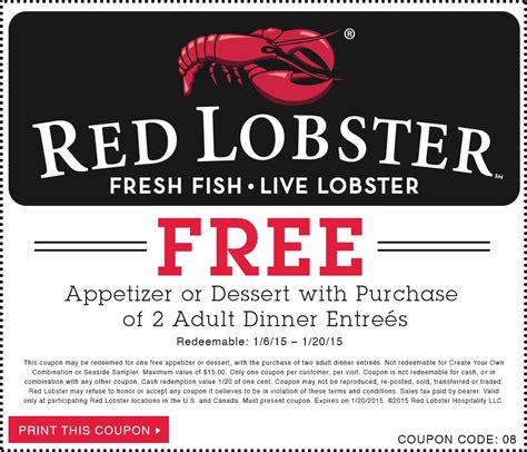 Red Lobster Free Appetizer Coupon