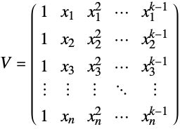 VandermondeMatrix—Wolfram Language Documentation