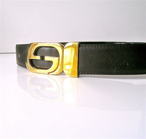 Gucci belt gold logo buckle black brown reversible 32