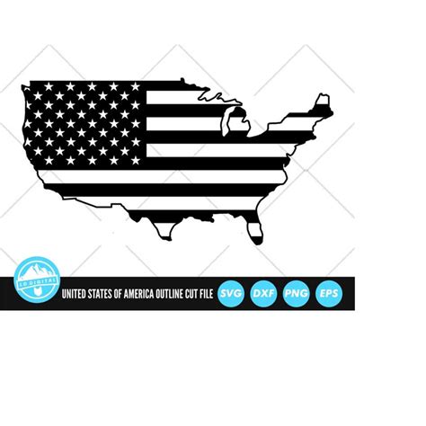 US Map Outline Flag SVG Files | US Outline Map and Flag Cut - Inspire ...