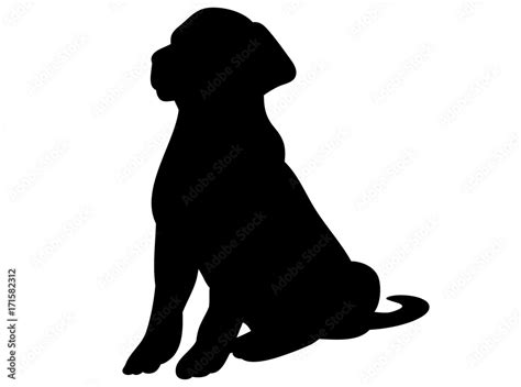 vector, isolated black silhouette of a dog sitting Stock Vector | Adobe ...