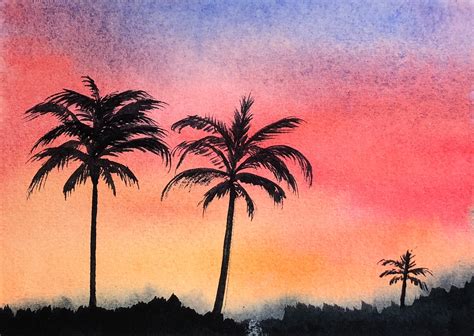 Watercolor Sunset View Painting Original Watercolor Landscape - Etsy ...