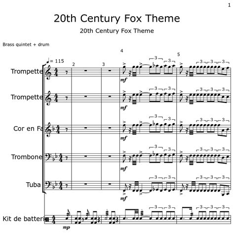 20th Century Fox Theme - Sheet music for Trumpet, Horn in F, Trombone ...