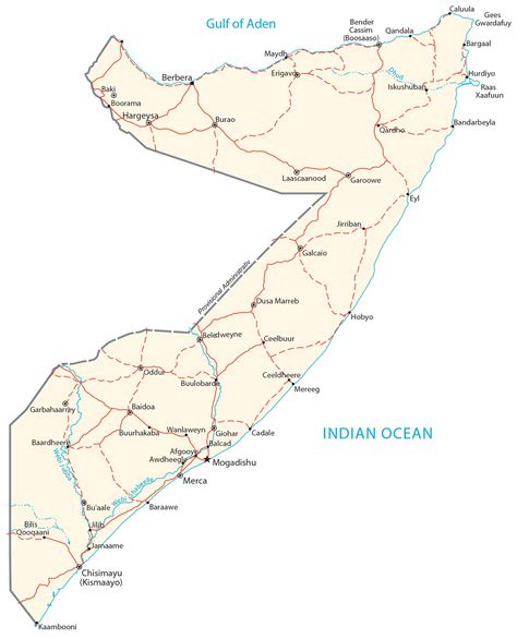 Somalia Map - Cities and Roads - GIS Geography