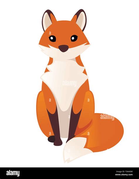 Cute red fox sitting. Cartoon animal character design. Forest animal ...