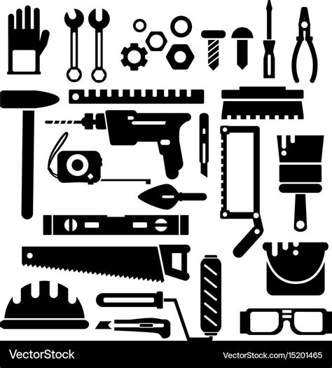 Silhouette of construction or repair tools Vector Image