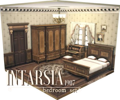 ~ INTARSIA 1907 : Bedroom Set ~ | Bedroom set, Sims 4 bedroom, Sims