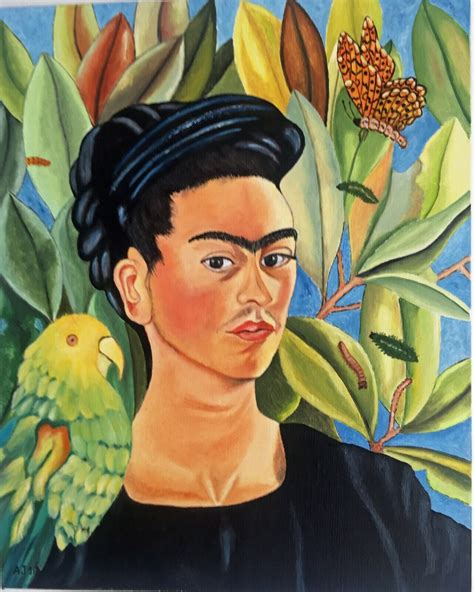 FRIDA KAHLO HAND PAINTED OIL PAINTING ON CANVAS "SELF PORTRAIT" | eBay