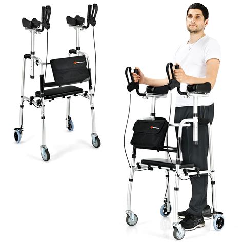 Buy Goplus Upright Walker, Heavy Duty Stand Up Folding Rollator Walker ...