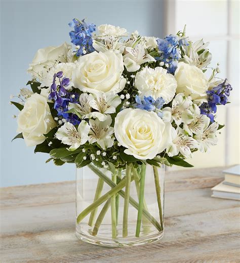 Blue Funeral Flowers | Blue & White Sympathy Flowers | 1800Flowers