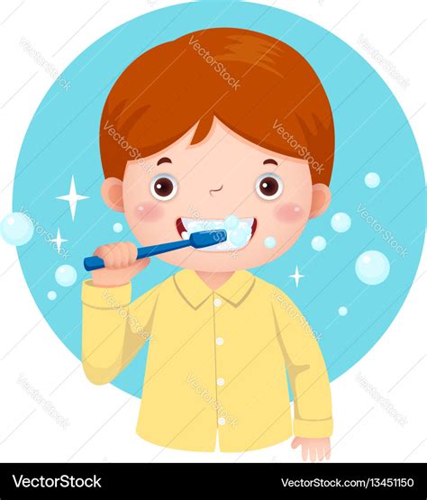 Cute boy brushing his teeth Royalty Free Vector Image