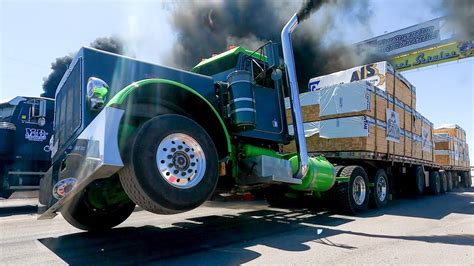 SEMI TRUCKS Drag Racing with 120,000 lbs Trailers!