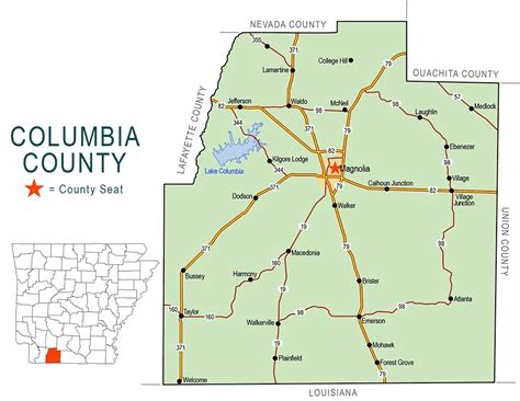 Columbia County Map - Encyclopedia of Arkansas