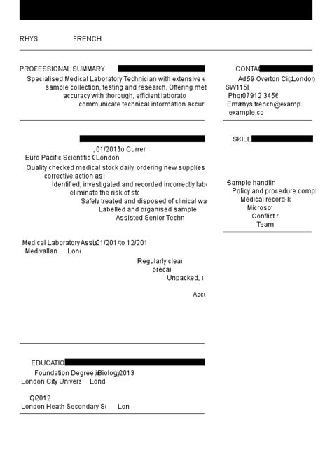 Medical laboratory assistant CV examples & tips | myPerfectCV