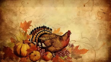 An Oldstyle Thanksgiving Turkey Surrounded By Leaves Background ...