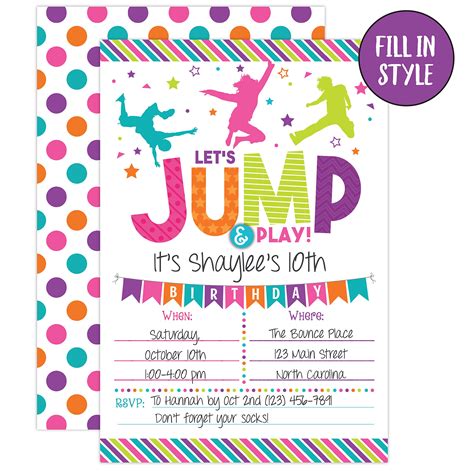 Buy Bounce House Birthday Invitation - Trampoline Jump Birthday Invite ...