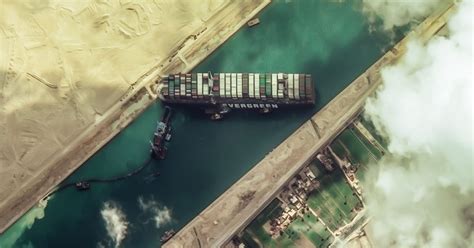 SUEZ CANAL, EGYPT: Satellite Images Show Stuck Container Ship ...