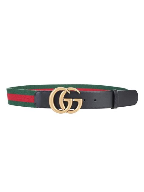 Gucci Leather Green & Red Web Gg Belt - Lyst