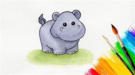 Cute Hippo Drawing