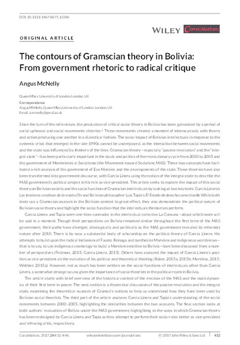 (PDF) The contours of Gramscian theory in Bolivia: From government ...