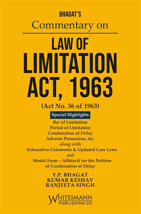 Commentary on Law of Limitation Act, 1963 by Y.P. Bhagat – 1st Edition ...