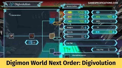 Digimon World Next Order: Digivolution Guide - Game Specifications