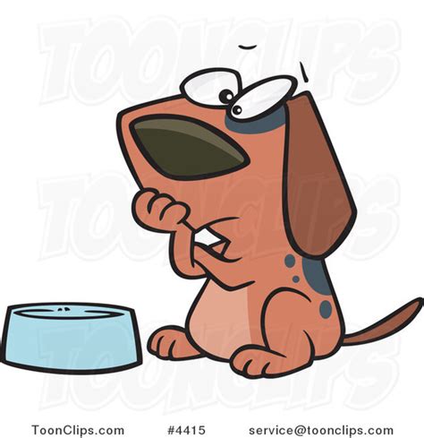 Cartoon Hungry Dog Watching His Bowl #4415 by Ron Leishman