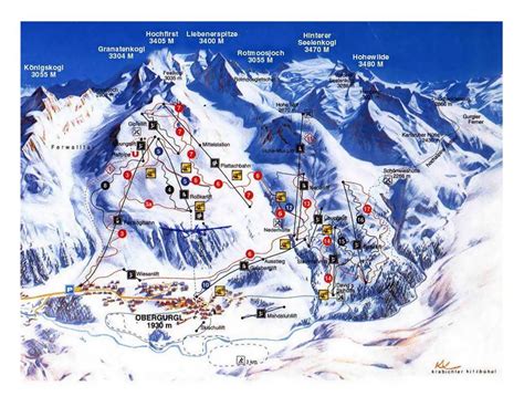 Detailed piste map of Obergurgl - 1996 | Tyrol | Austria | Europe ...