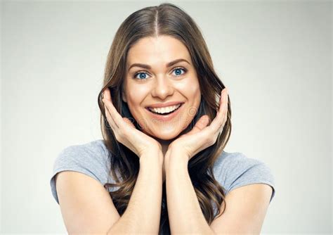 Happy Emotion Face Portrait of Young Woman. Stock Photo - Image of ...