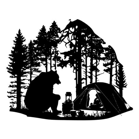 Bear Camping SVG File for Cricut, Silhouette, and Laser Machines