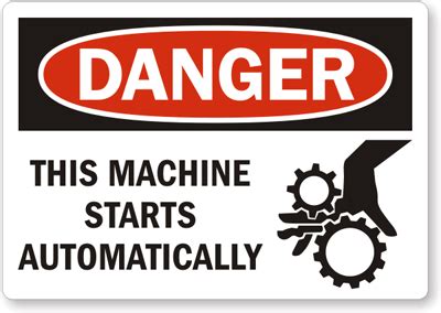 Machine Starts Automatically (Graphic) OSHA Danger Label, SKU: L-0268-XV