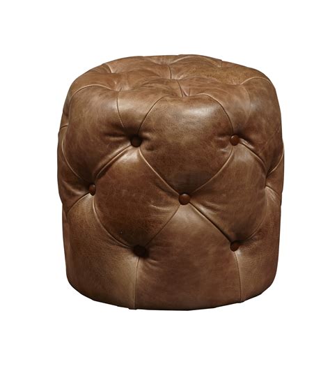 Cooper Brown Tufted Leather Ottoman | Tufted leather ottoman, Leather ...