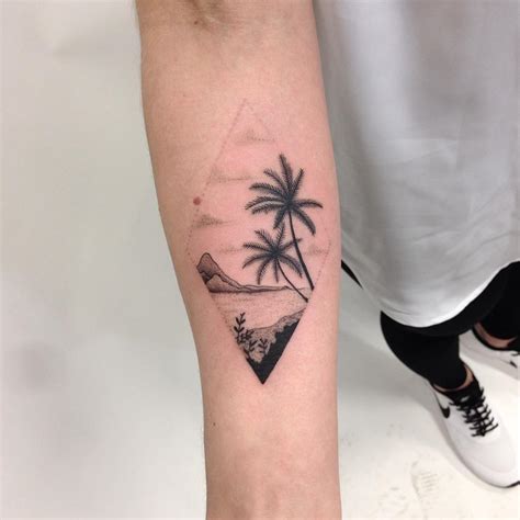 Tropical island scenery tattoo - Tattoogrid.net