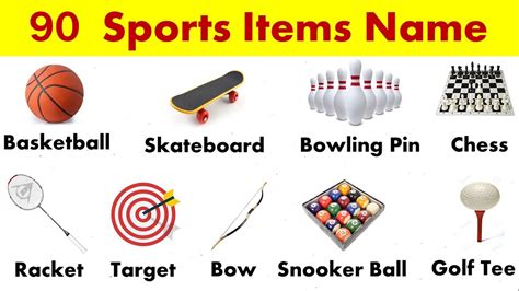 Sports Items Name in English With Picture || Sports Equipment Name With ...