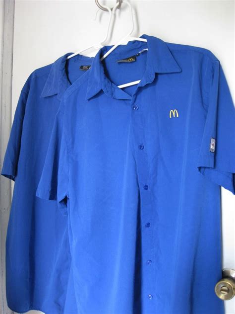 2 McDonalds Uniform Blue Button Front Shirts L XL | Work shirts, Button ...