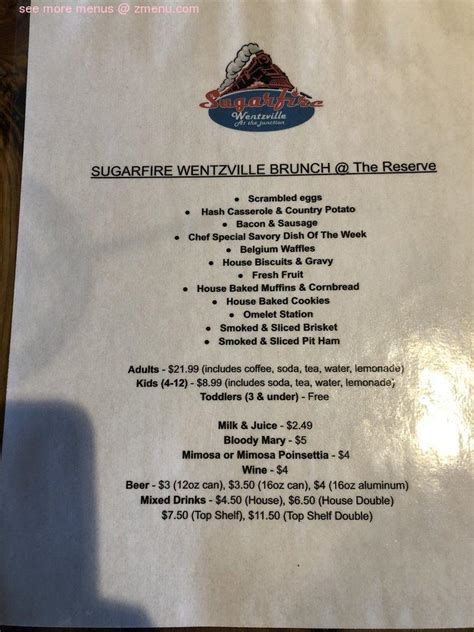 Menu at Sugarfire Wentzville BBQ, Wentzville