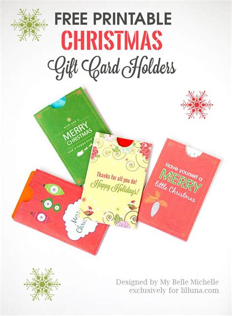 Free Holiday Gift Card Holder Printables - download, print and use for ...