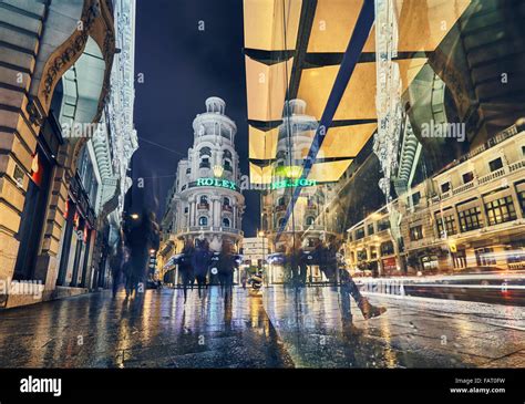 Gran Via street at night. Madrid. Spain Stock Photo - Alamy