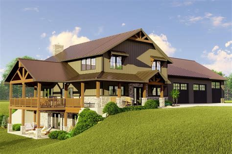 This barndominium-style house plan (designed with 2x6 exterior walls ...