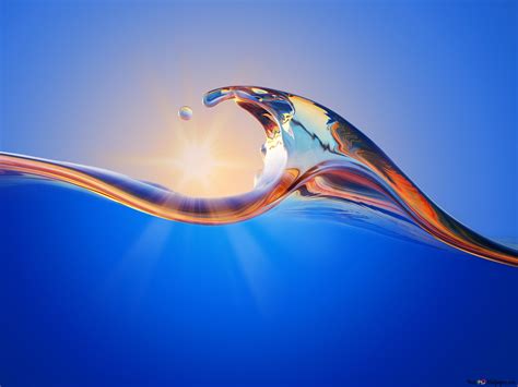 Sun Water Wave 4K wallpaper download