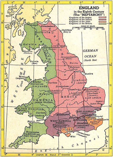 8th century England, the Heptarchy - 1954 map Copyright C.… | Flickr