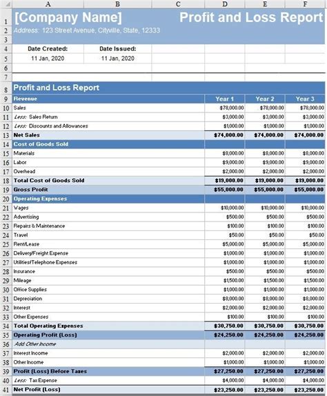 Free Profit and Loss Statement Template - FreshBooks