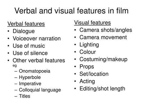 PPT - Verbal and visual features in film PowerPoint Presentation, free ...