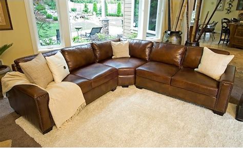 Elements Fine Home Furnishings - Rustic Brown Leather Sectional Sofa ...