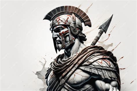 Premium AI Image | A spartan warrior with a spear on his head.