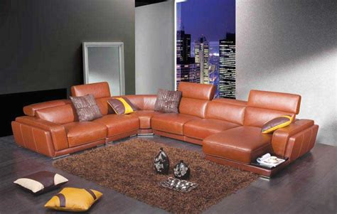 Modern Brown Leather Sectional Sofa HE-996 | Leather Sectionals